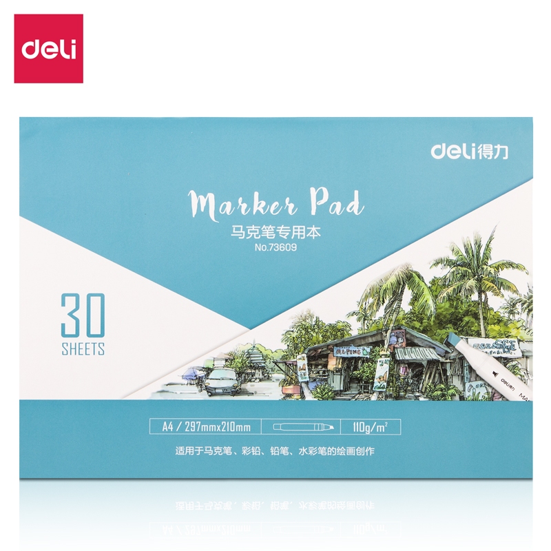 

Deli Marker Pad/Drawing Paper/Buku Gambar Untuk Spidol Kertas Tebal 30Lmbr 73609/10 - TYPE A4