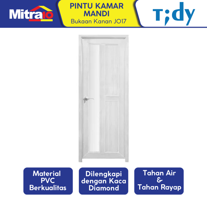Tidy Pintu Kamar Mandi Pvc + Handle Bukaan Kanan J017 71X195 Cm Putih
