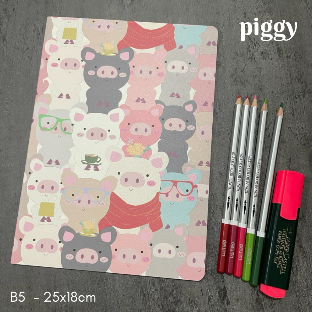 

MIKIREI Premium Note Book Buku Tulis Garis Little Bear Piggy Cat Fox Super Cute