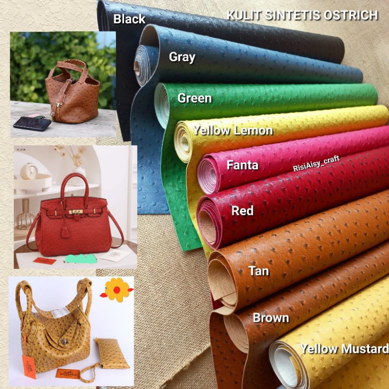 Kulit Sintetis Ostrich Etalase 2 Synthetic Leather Ostrich Kulsin Bahan Tas Bahan Sepatu