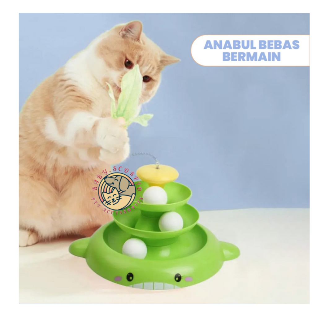 Mainan Tower Desain Paus untuk Kucing Cat Toy Track Ball Tower