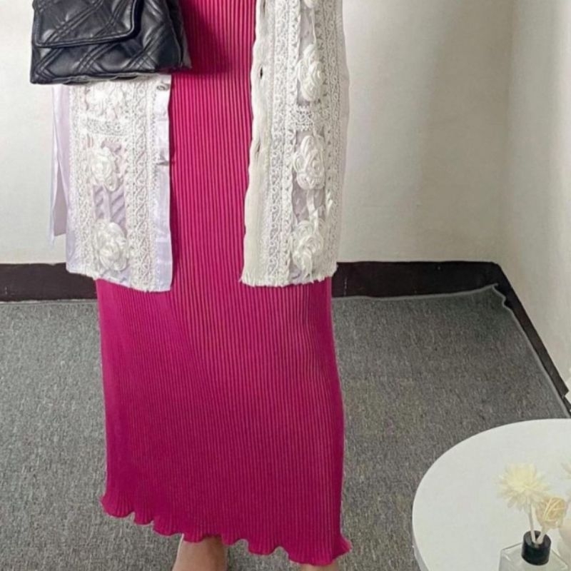 ROK SPAN LIDI WAVY (bergelombang) | rok sepan hitam putih coksu lidi plisket wanita cewek anak panja