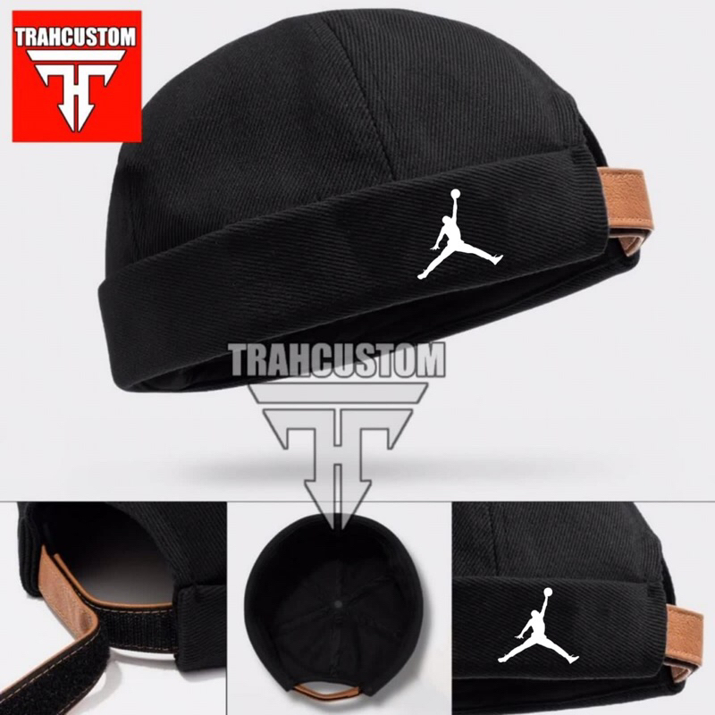 topi peci miki hat brimless jordan logo / kopiyah gaul miki hat jordan distro