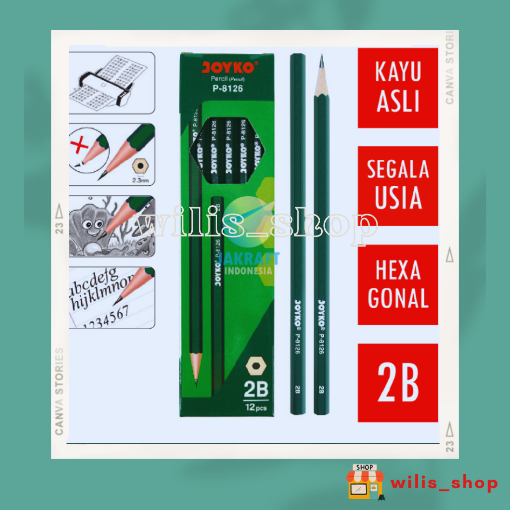 

Joyko Pensil Kayu 2B Ujian Komputer P-8126