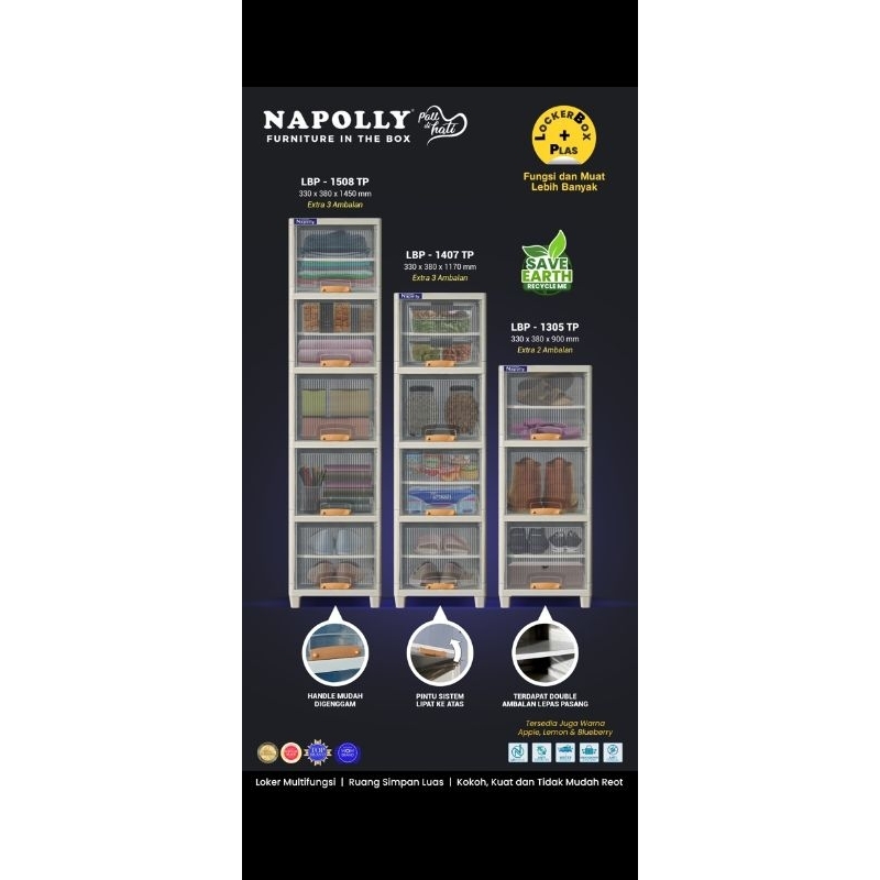 LEMARI PLASTIK LOKER NAPOLLY LOCKER NAPOLLY PLASTIK 1 BARIS  LEMARI PLASTIK 1 TOWER