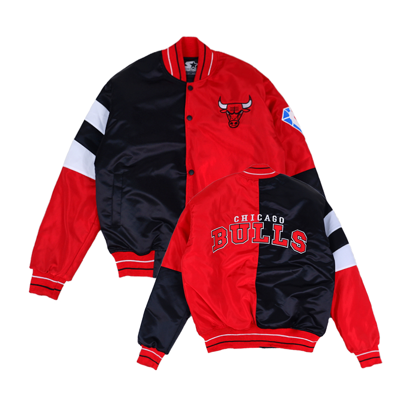 VARSITY CHICAGO BULLS TWO TONE JACKET NBA TEAM PREMIUM ORIGINAL 1:1 NBA MLB HEAVY WEIGHT