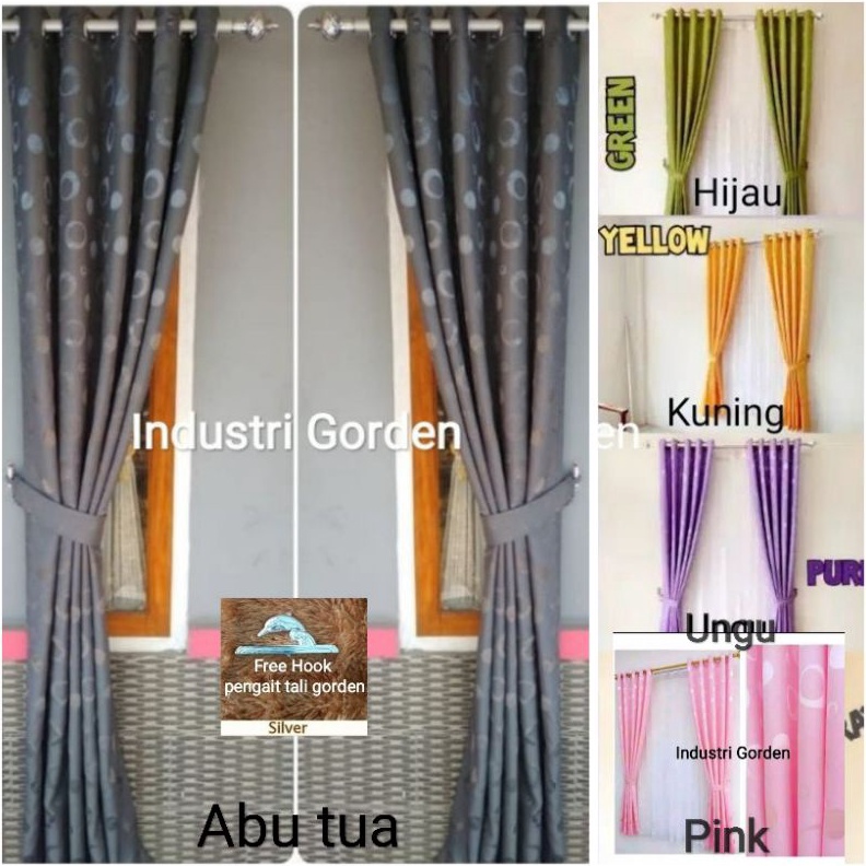 ✨Original✨ (Tinggi 150cm-250cm) Gorden Jendela Pintu Minimalis 11 Warna Varian Polos Motif Polkadot 