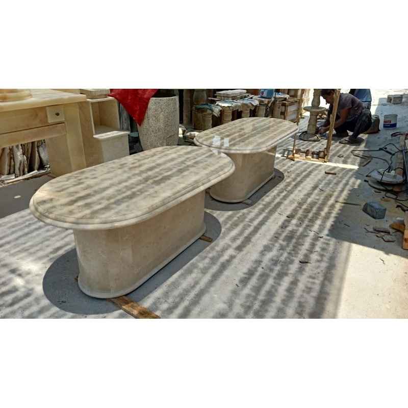 Meja Tamu Marmer Oval