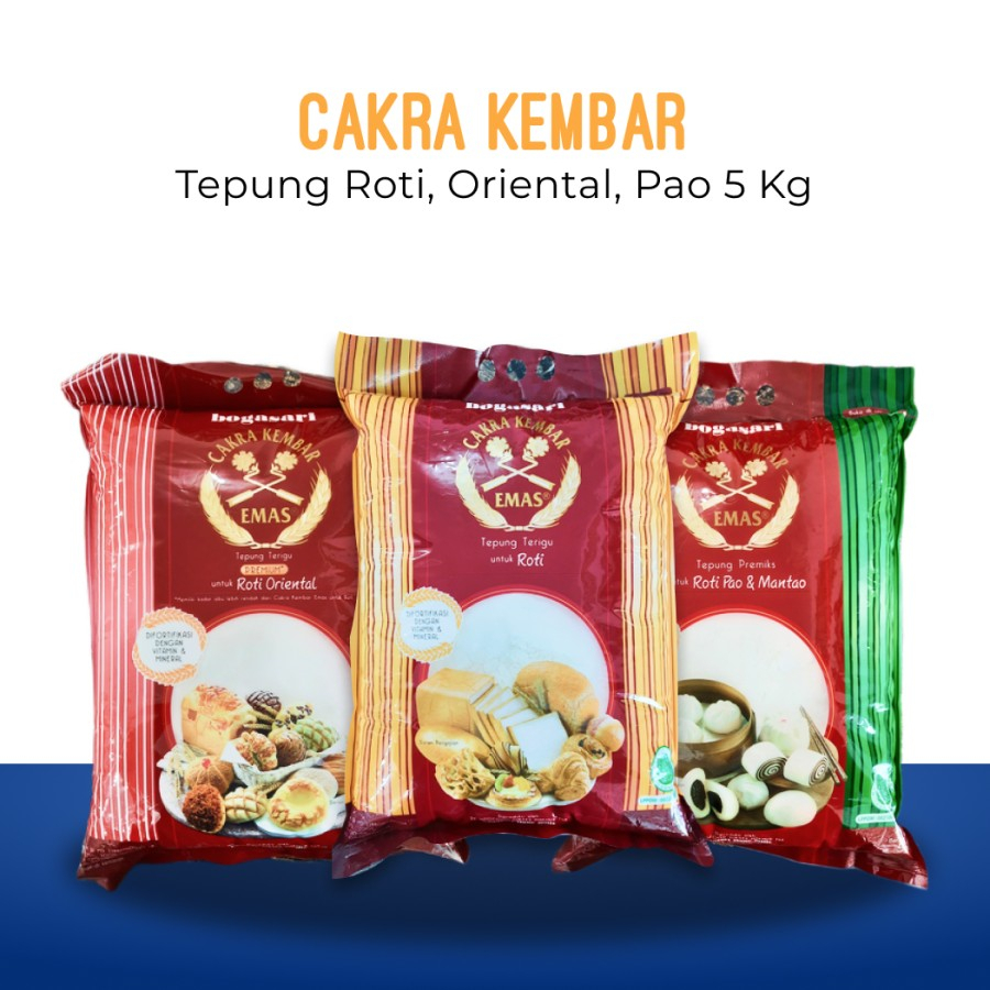 

Bogasari Cakra Kembar Emas Tepung Roti / Oriental / Pao