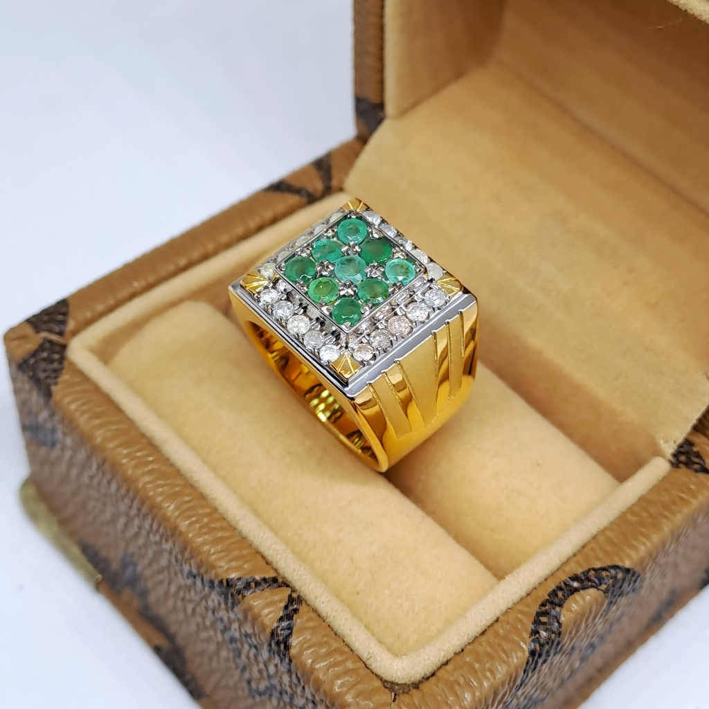 Cincin Zamrud Pria Berlian Asli Jumbo Free Memo