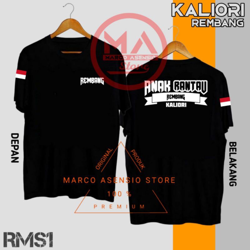 T-SHIRT KAOS HITAM PREMIUM DESAIN TULISAN ANAK RANTAU REMBANG | KALIORI KRAGAN LASEM PAMOTAN PANCUR 