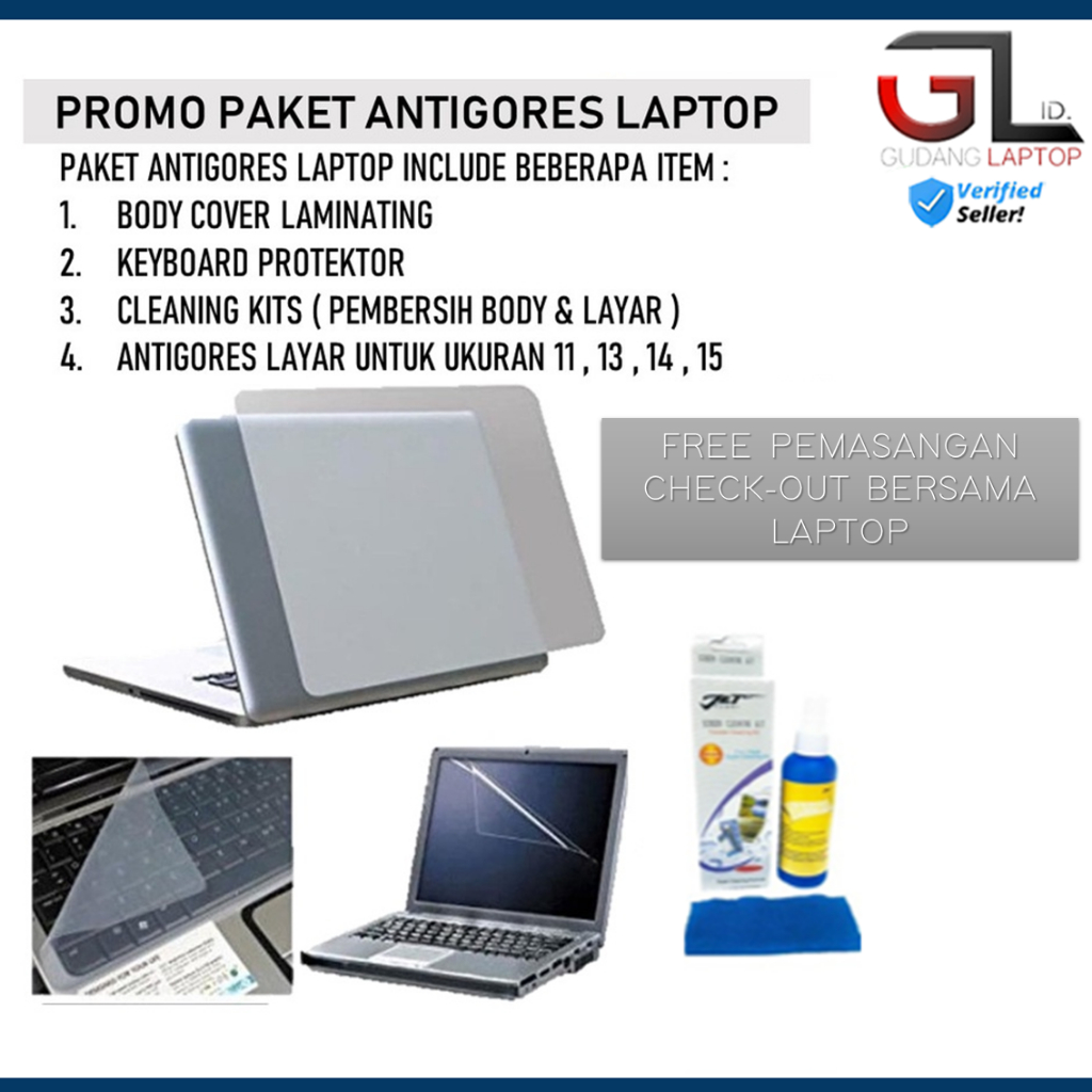 PAKET ANTIGORES LAPTOP  Full Protector Layar Body Laptop 4in1