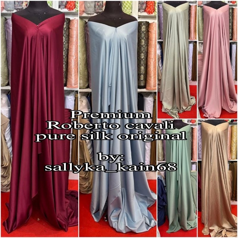Bahan kain Satin Roberto cavali pure silk premium / satin ROBERTO CAVALI SILK ORIGINAL.