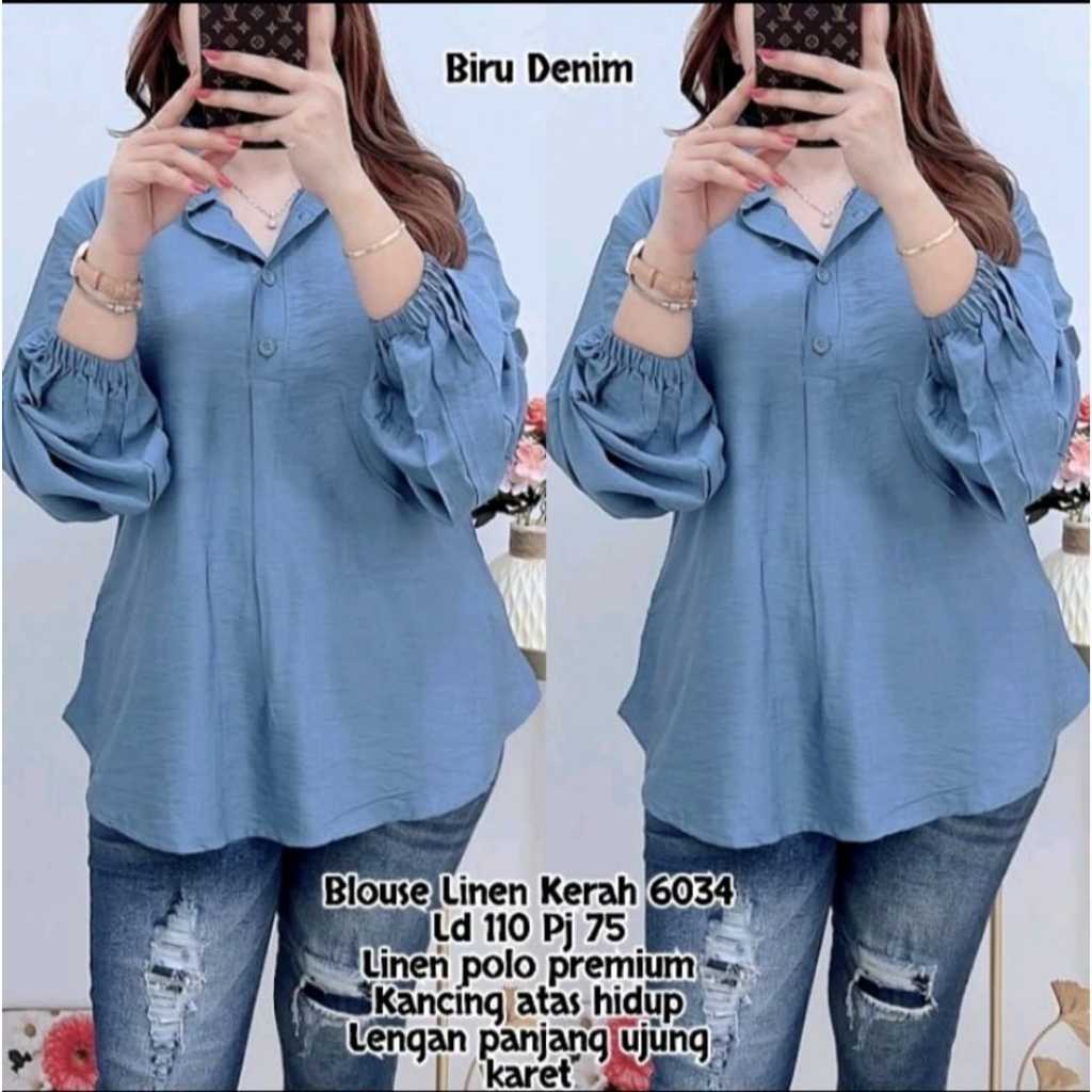 blouse bahan cringkle  airflow premiun /pakaian wanita lengan panjang / blus polos / kemeja polos/ b