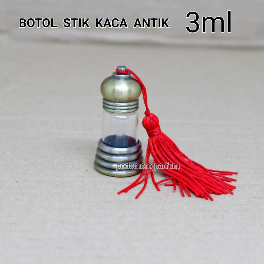 Botol Parfum Antik Oles Tola Stik Kaca Unik 3ml Rumbai Merah Kosong