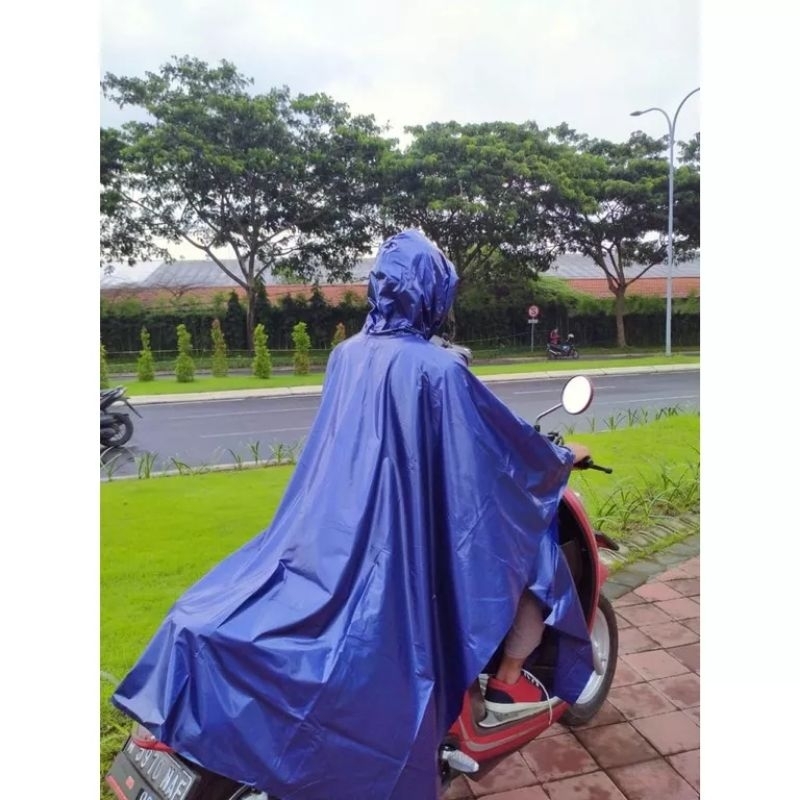 Jas hujan Ponco lengan dolphin blue