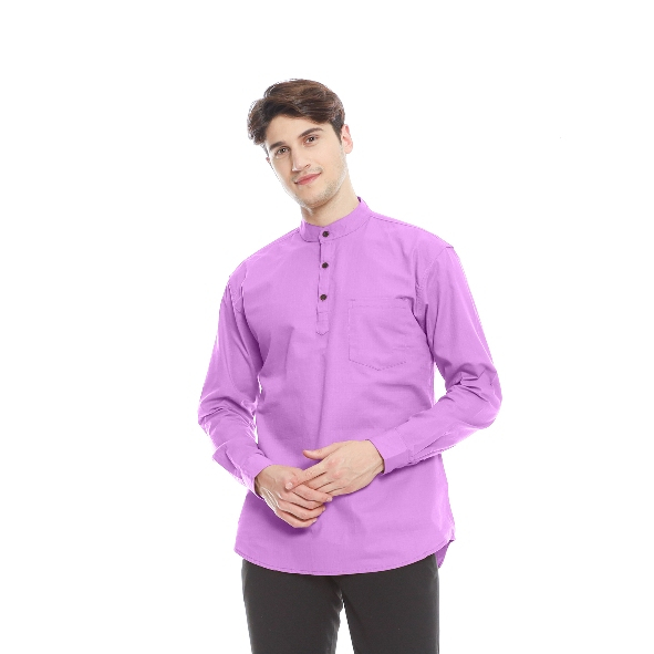 Kemeja Koko Lilac | Kemeja Koko Pria Lengan Panjang | Koko Pria Dewasa Slimfit
