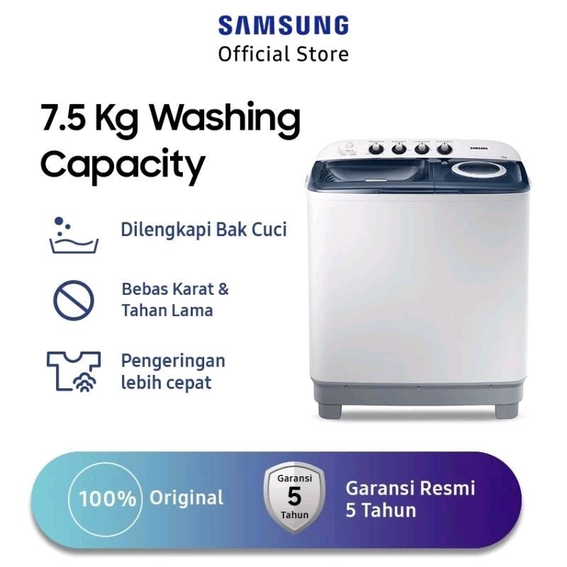 MESIN CUCI SAMSUNG 7,5 KG 7.5 KG 7
KG WT75H3210MB 2 TABUNG MANUAL