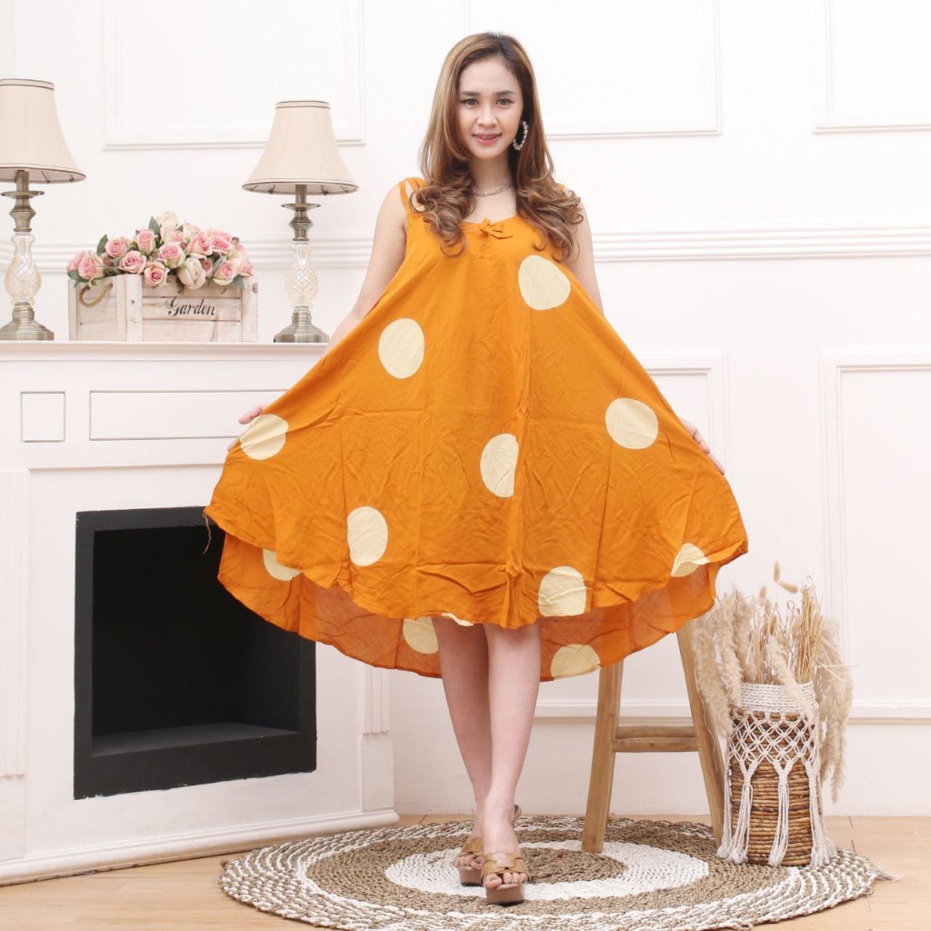 Daster Remaja Kekinian Dress Korea Model Payung Jumbo Ld 110 Yukensi Bahan Rayon Premium Motif Batik