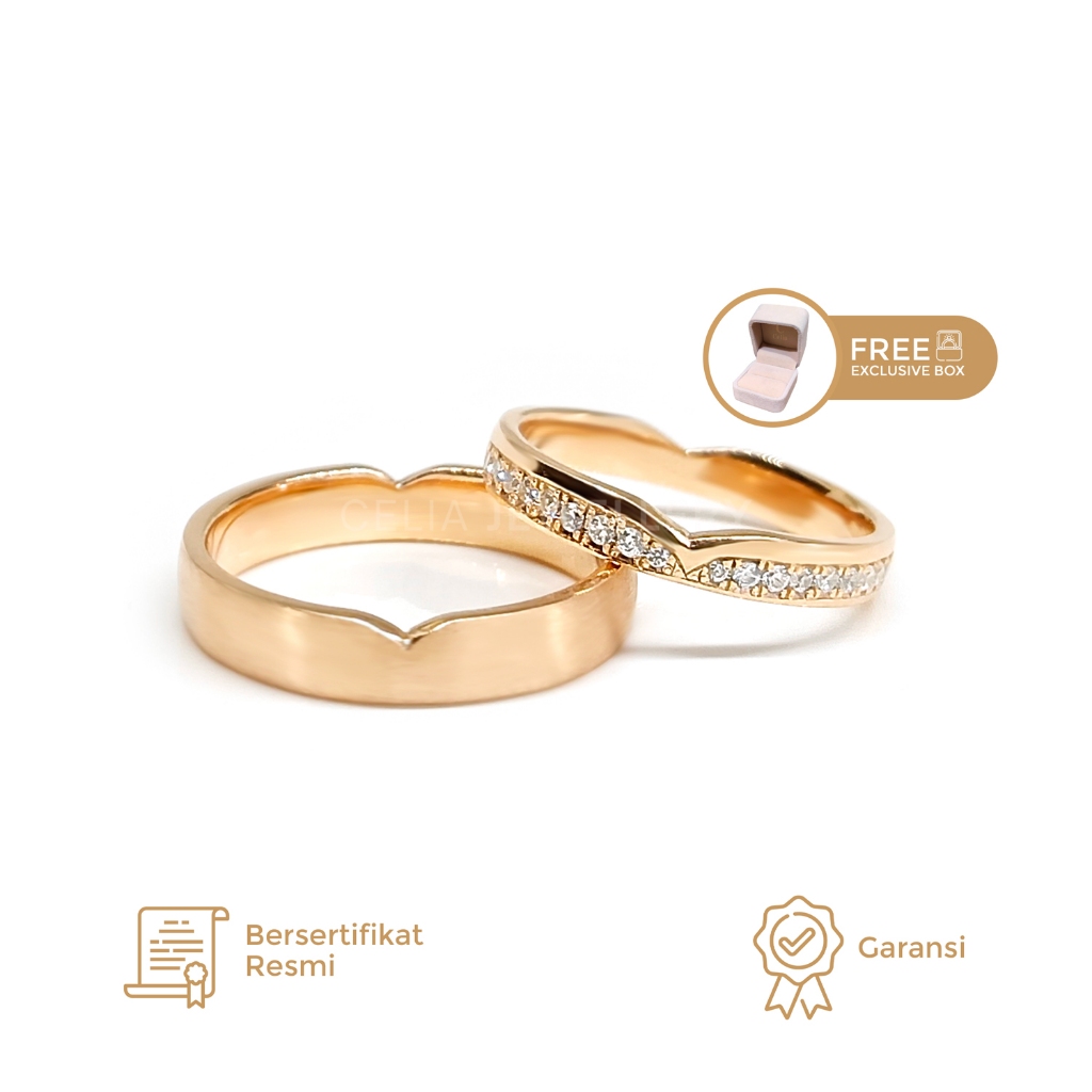Celia Jewellery - Cincin Kawin Couple WRC111 Emas Palladium Silver Platinum Cincin Pria Wanita