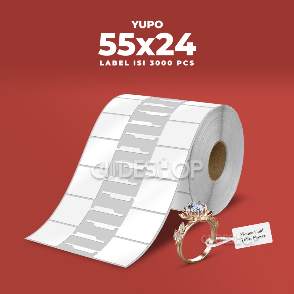 

Label Stiker Yupo 55x24 mm Sticker Barcode Jewellery Perhiasan 2 Line isi 3000 Pcs