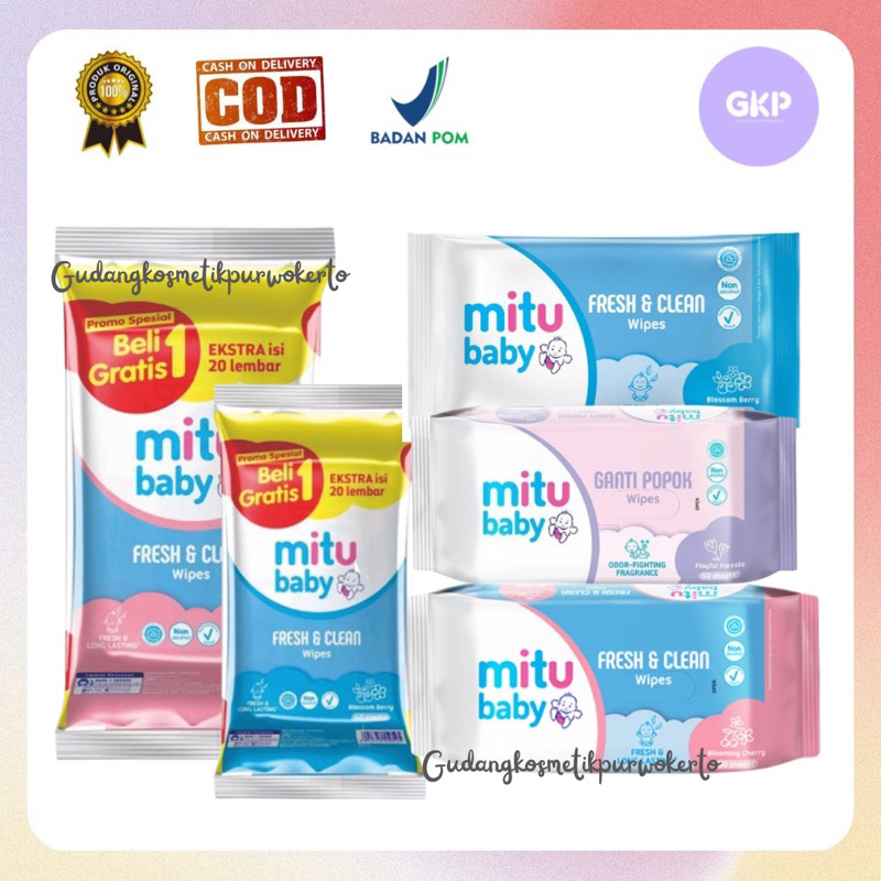 Mitu baby tissu basah | Mitu Baby Wipes Fresh & Clean