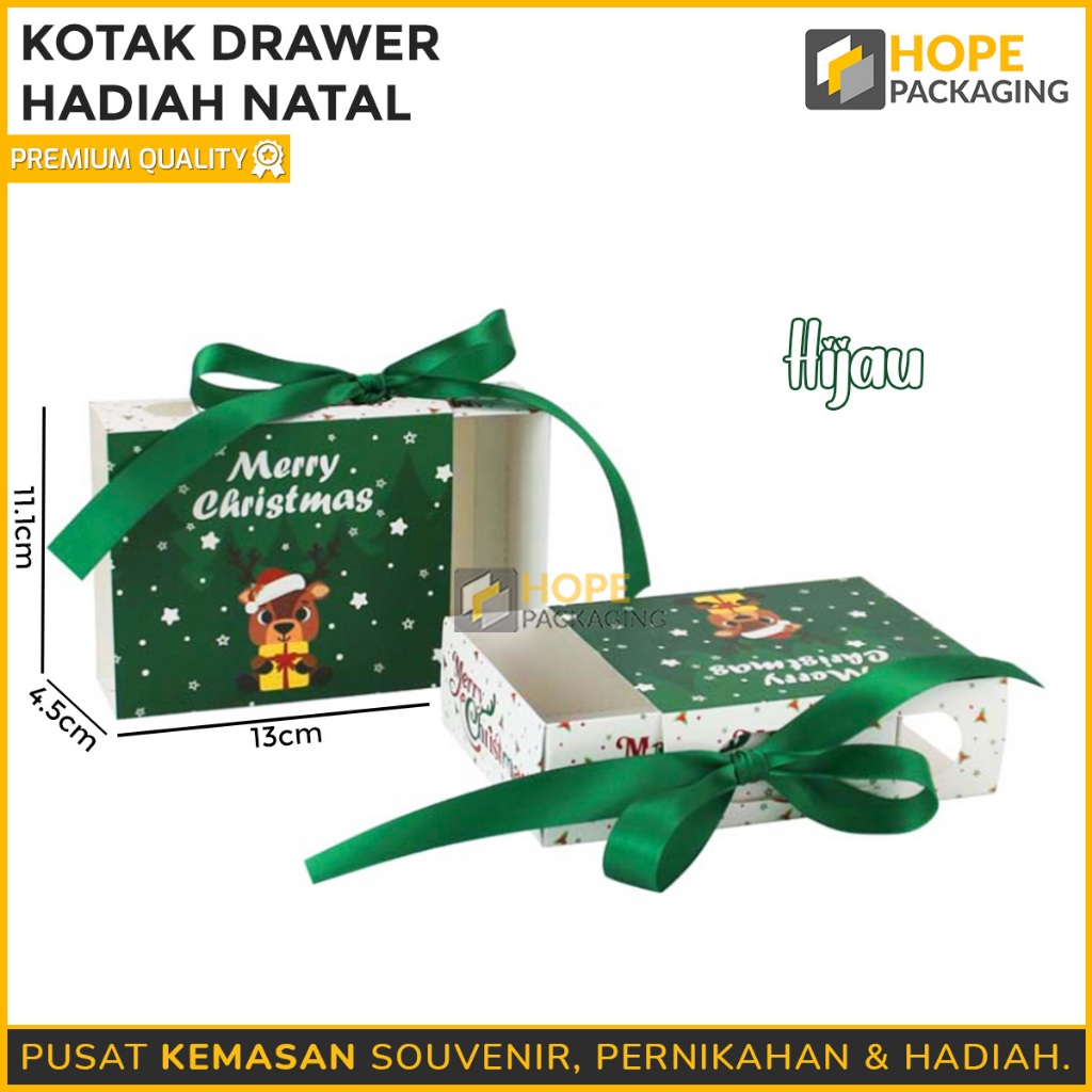 

Kotak Kado Natal / Kotak Hadiah Christmas / Kotak Bingkisan Natal / Kotak Drawer Hadiah Natal + pita