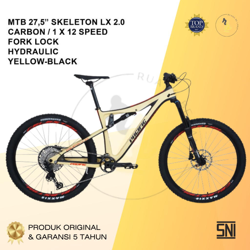 Sepeda Gunung MTB CARBON PACIFIC SKELETON LX 2.0 FULL SUSPENSION (1X12 Speed)