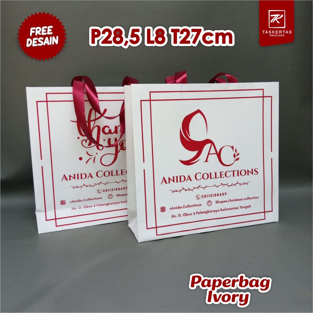 

Paperbag Toko Murah Bahan Ivory Putih Sablon Free Design