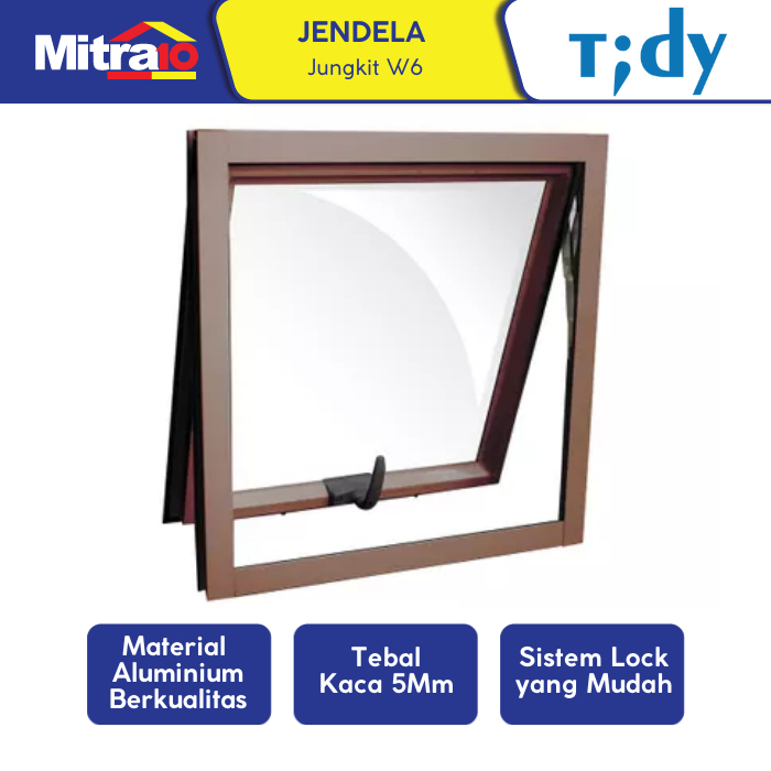 Jendela Jungkit Aluminium 60x60cm Coklat W6 - Tidy