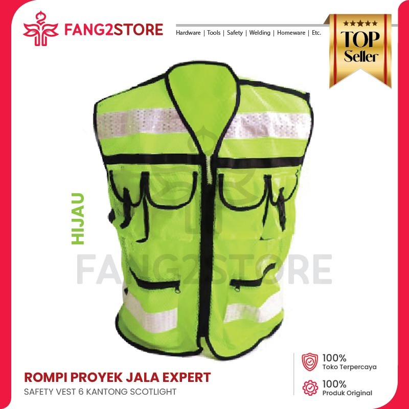 Rompi Safety Proyek / Safety Vest 6 Kantong Scotlight Hijau Lynx