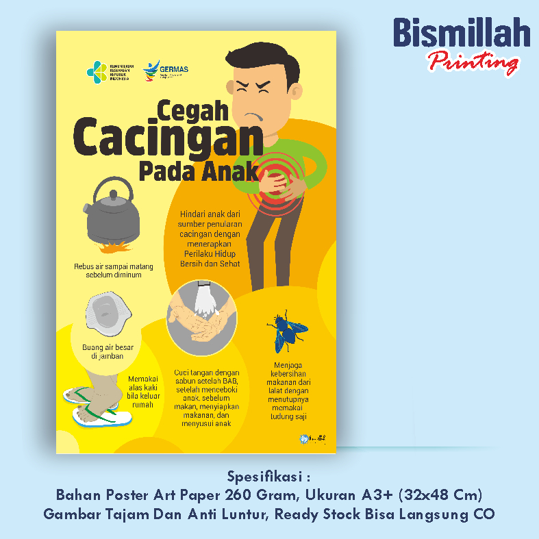 

Poster Kesehatan Cegah Cacingan Pada Anak