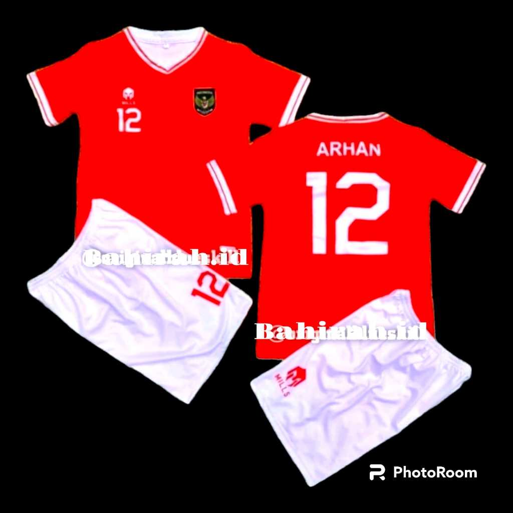 Setelan baju bola anak Arhan / set baju timnas indonesia