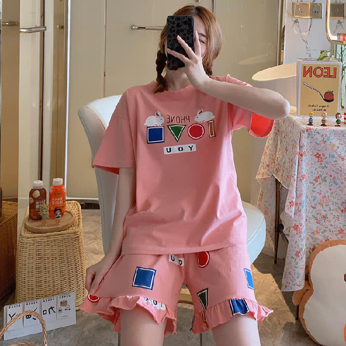 [READY] SETELAN PIYAMA BAJU TIDUR DASTER PEREMPUAN KOREAN STYLE REMAJA DEWASA JUMBO XXL LEISURE WEAR