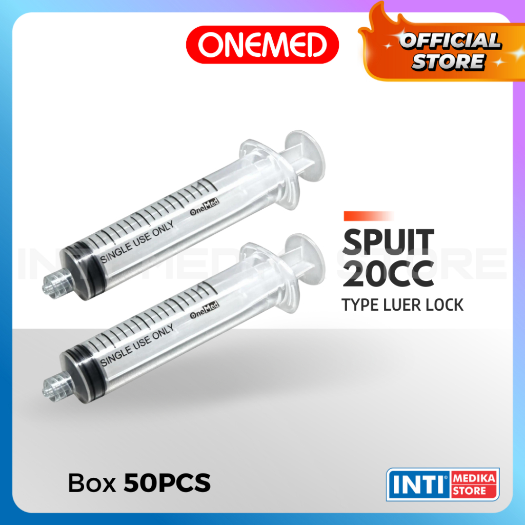 ONEMED - Spuit 20cc Luer Lock BOX | Syringe 20ml LL Lubang Tengah
