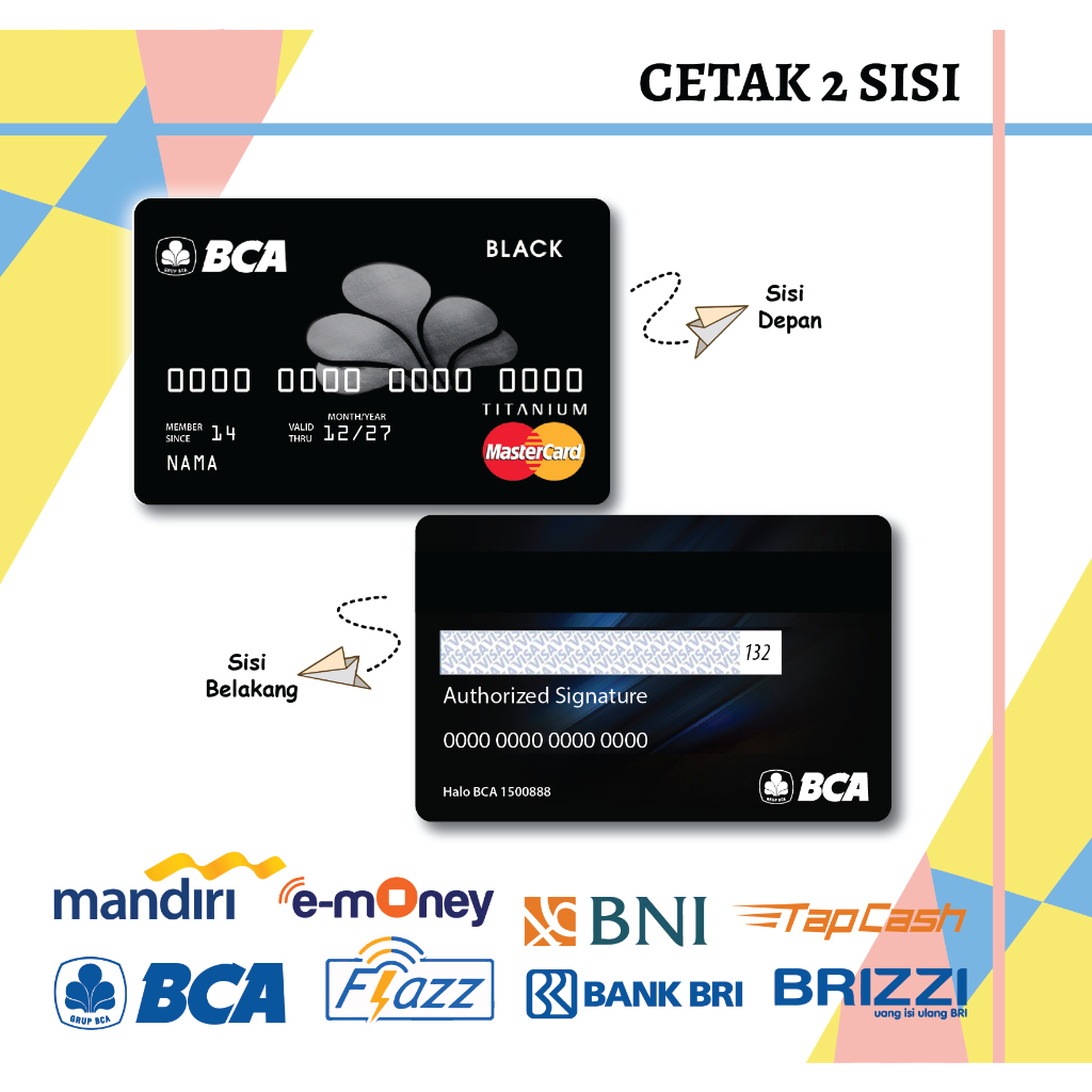 KARTU EMONEY E TOLL BCA DEBIT KREDIT BLACK E MONEY MANDIRI FLAZZ BCA GEN 2 TAPCASH BRIZZI - 2 SISI