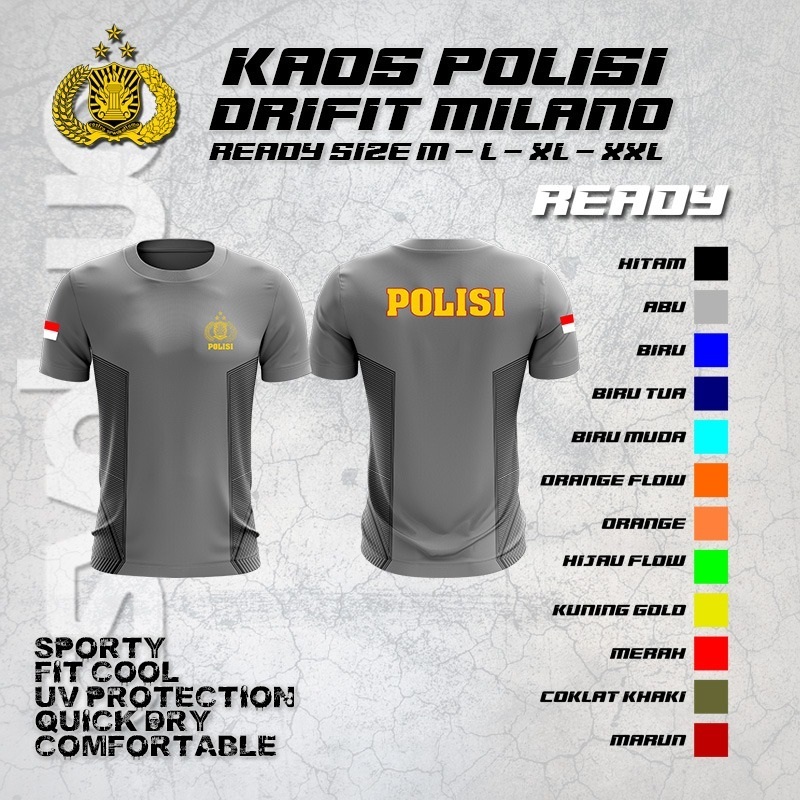 RB Kaos Polisi/ Kaos Polisi Bahan Dryfit Milano / Kaos jersey Polisi
