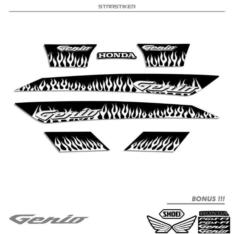 STRIPING HONDA GENIO / STIKER STICKER SETRIPING / FLAME / API / SIMPLE / STOCK DECAL GENIO LIST SIMP