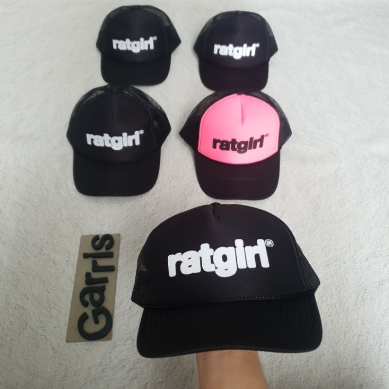 STRAY RATS RATGIRL TRUCKER CAP - BLACK