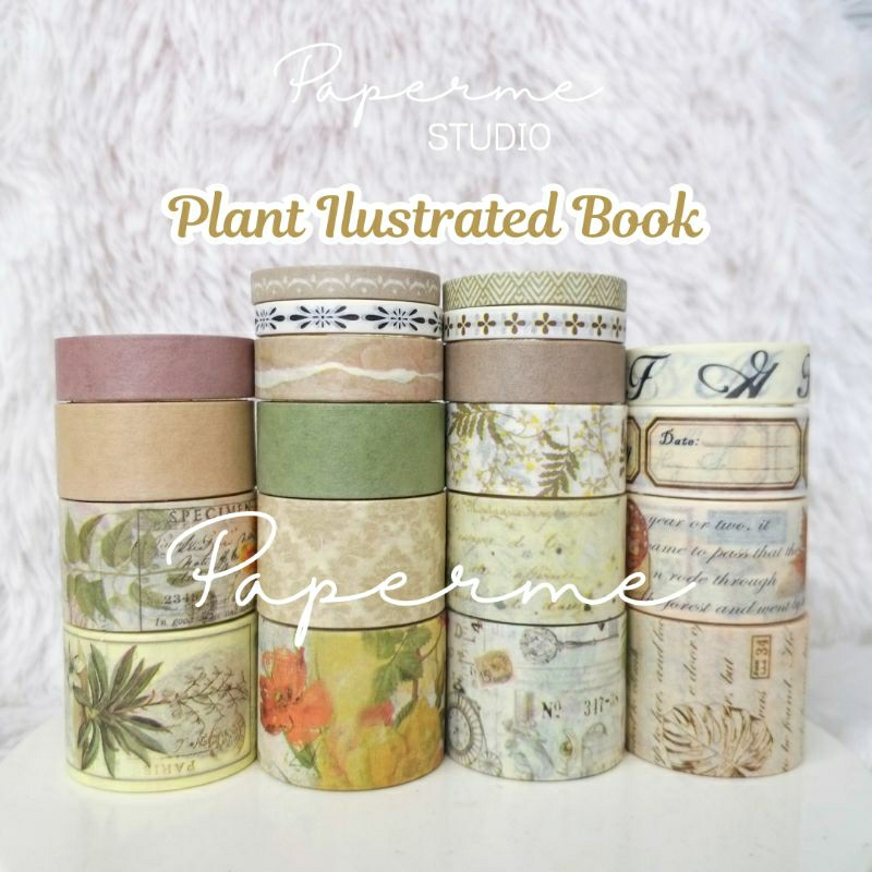 

WASHI TAPE - Sticker roll vintage flower news paper plant ilustrated insect portraid book journal scrapbook by Papermestudio