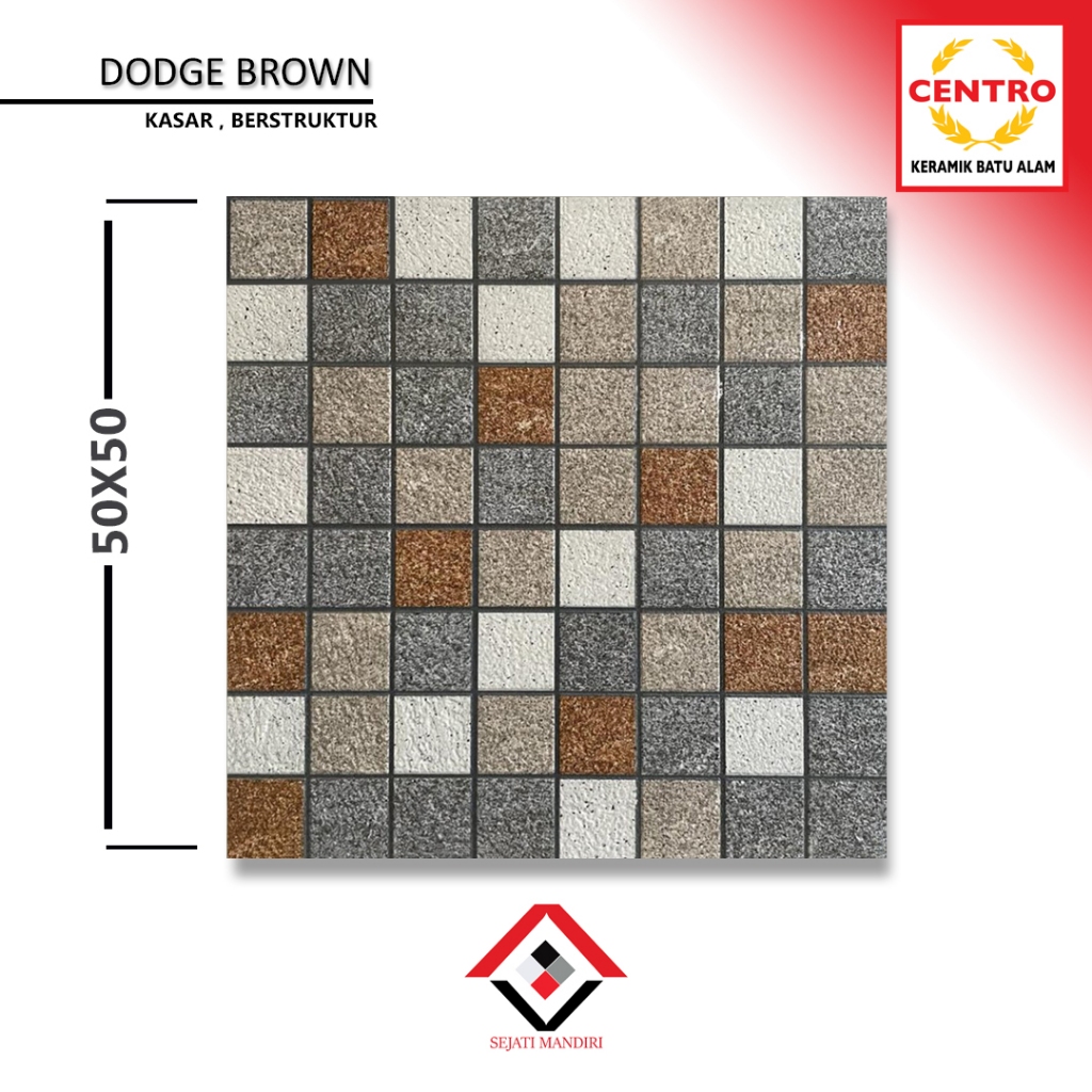 keramik 50x50 - motif batu alam - centro dodge brown