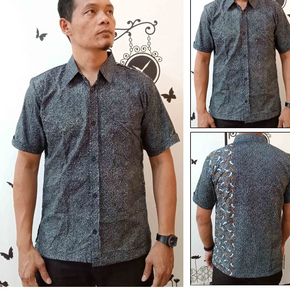 KEMEJA BATIK PRIA DEWASA SLIMFIT ABU 01