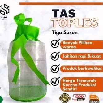 tas toples kue kering serut 3 susun,muat 3 toples uk 500 gram