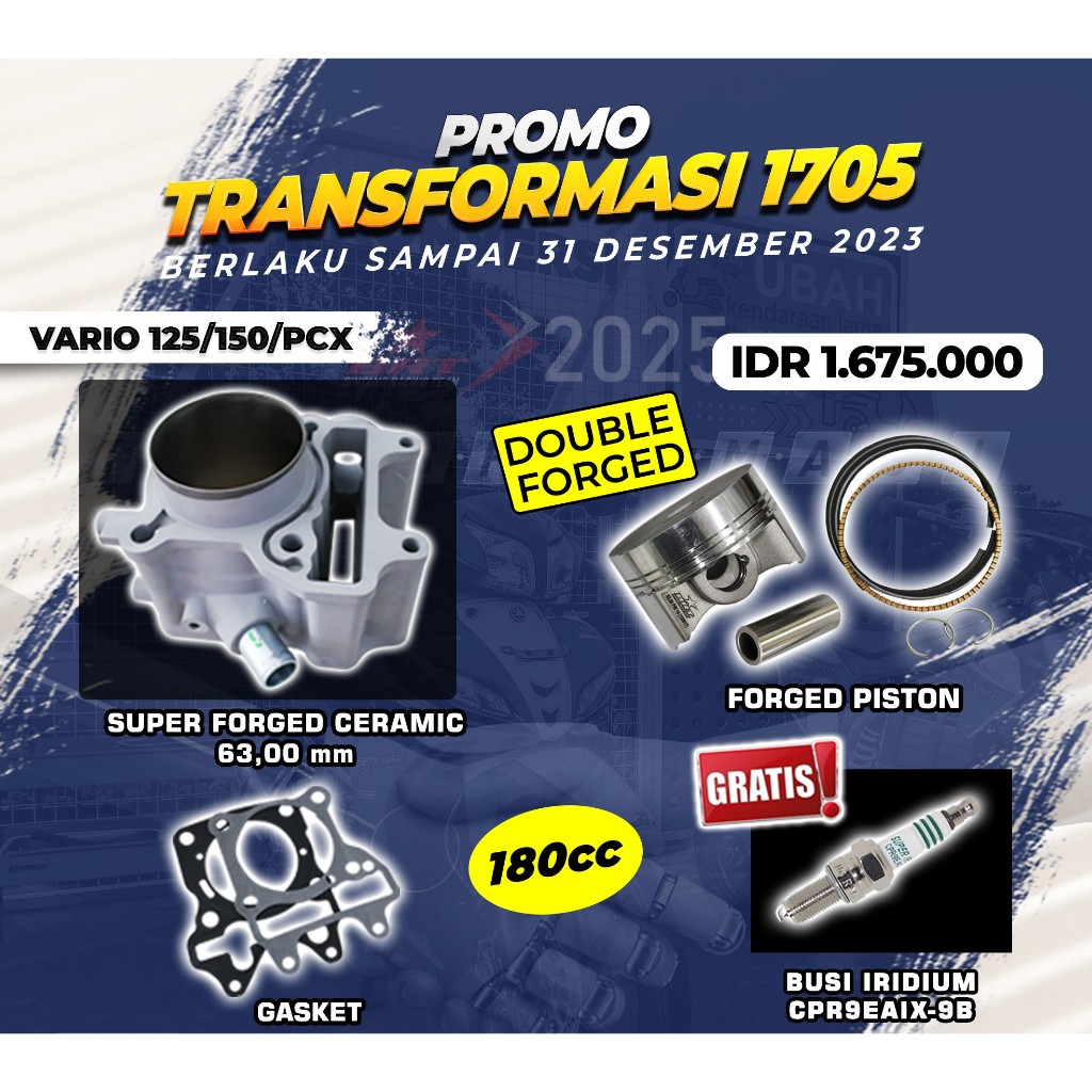 PAKET BORE UP 180 CC | VARIO 125/150/PCX | GRATIS BUSI | BRT