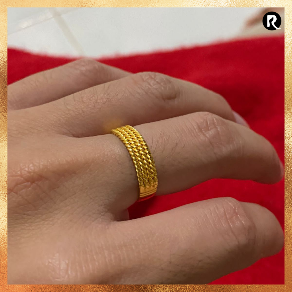 Cincin Ring Emas 24 karat asli 99% Model Tali Rante Air