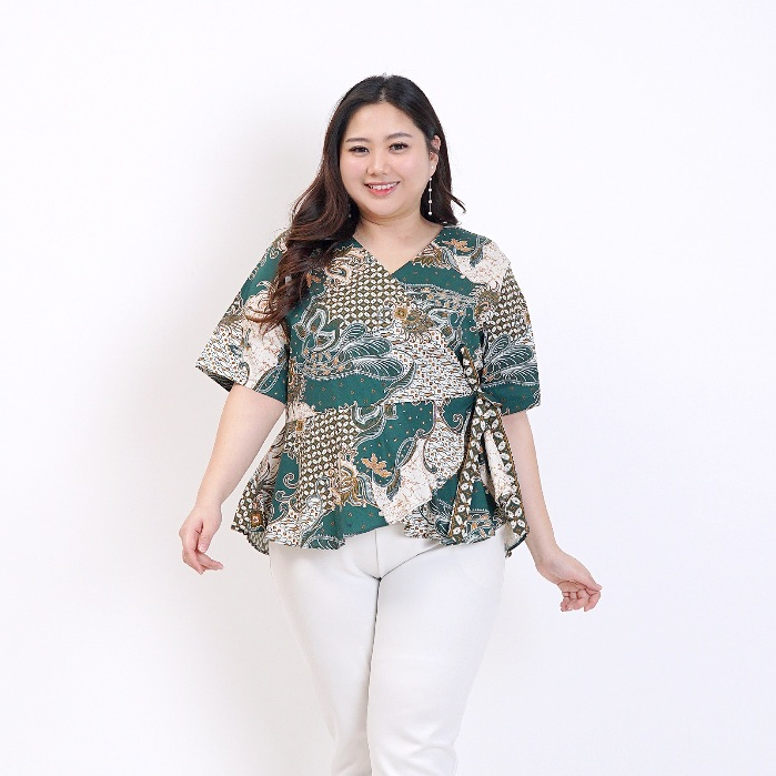 BLOUSE BATIK WANITA JUMBO BIG SIZE PEPLUM 628 XXL XXXL LD 120cm BAJU BATIK KERJA KANTOR PESTA OVERSI