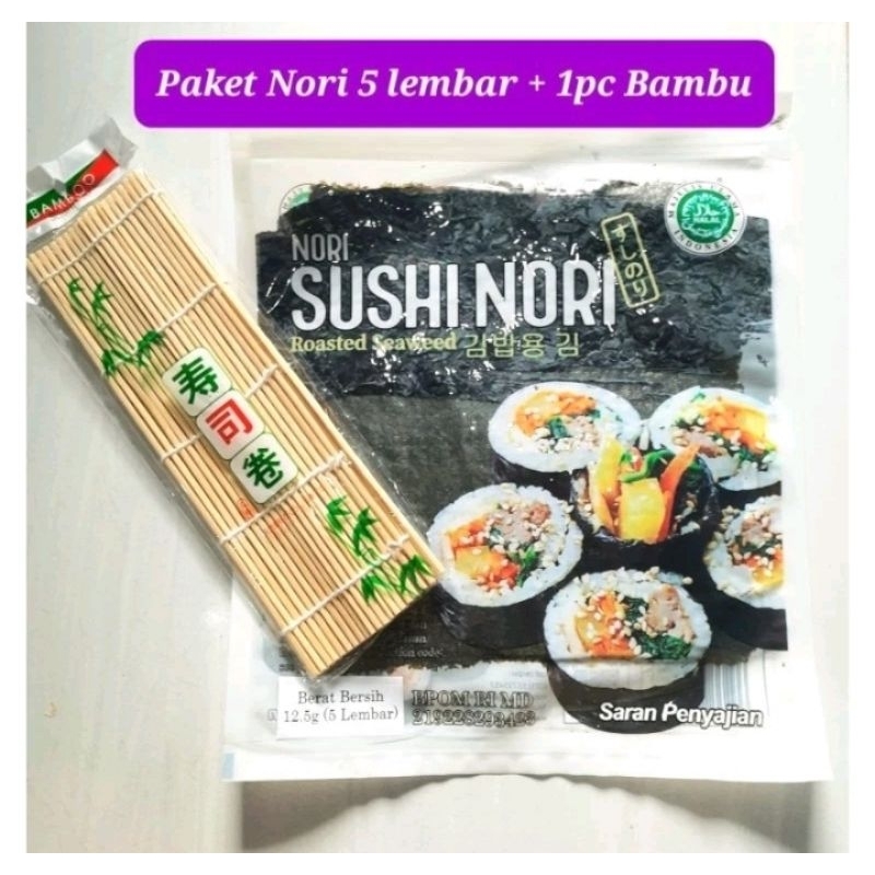 

Paket nori sushi 10 lembar + bambu sushi dan nori 5 lembar + bamboo sushi java sakao nori sushi mat sushi nori java sakao nori murah