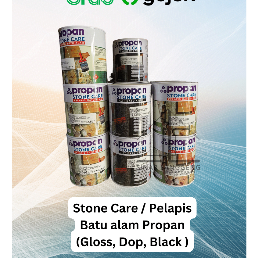 Stone care Propan 1Kg, Cat pelapis batu alam warna Glossy / kilap, Dop, Hitam