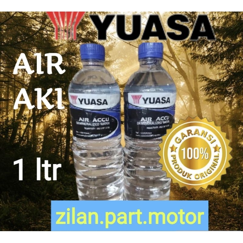 Air aki air zuur asli yuasa 1ltr biru untuk tambah air pada (aki motor & mobil)
