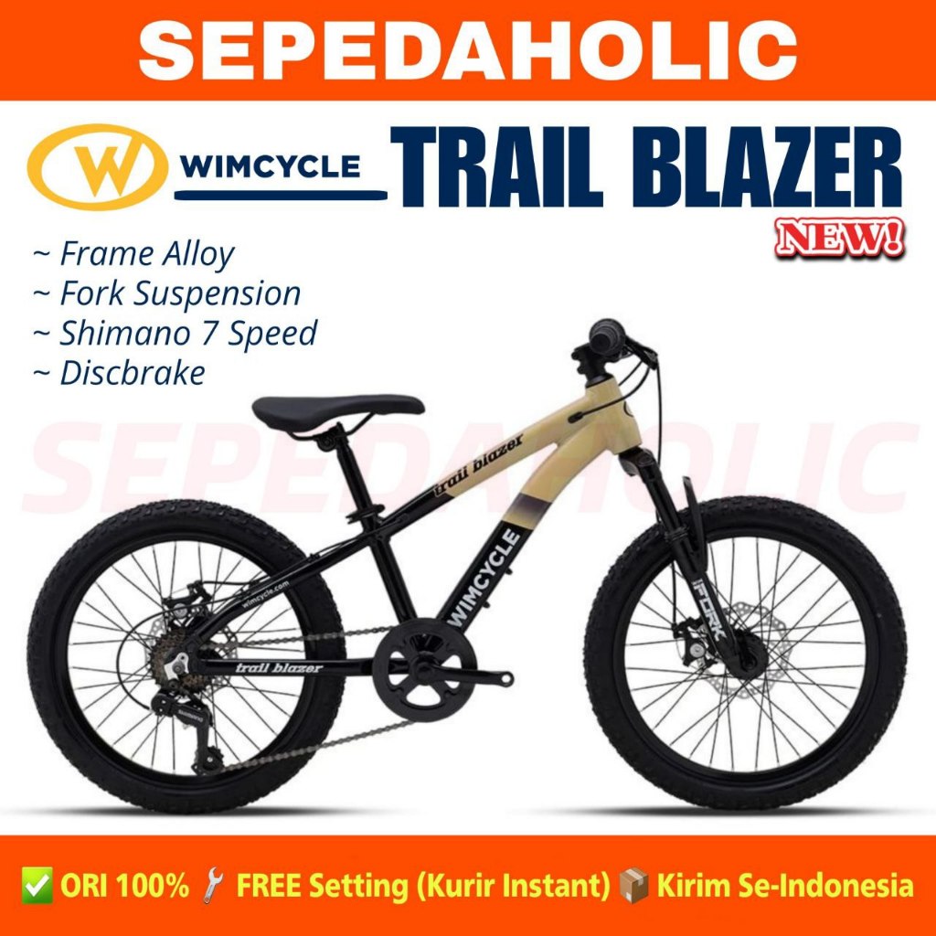 Sepeda Gunung Anak MTB WIMCYCLE TRAIL BLAZER Ukuran 20 24 Inch Alloy
